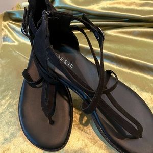 TORRID Black zippered flat sandals Size 8.5w